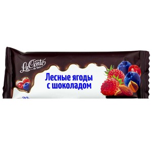 Батончик фруктово-ореховый глазированный "Лесная ягода с шоколадом", 30 г, т. з. "La Conte de feеs"